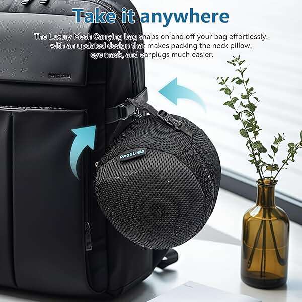 Proglobe Travel Neck Pillows for Airplanes, Sleeping Essentials for Long haul Flights, 360° Head Support, Car and Airplane Kit with 3D Contoured Eye Mask, Earplugs and Luxury Mesh Bag (Adult, Grey) - Image 6