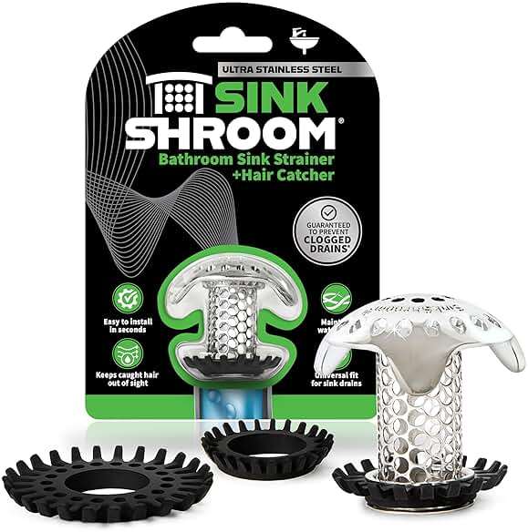 SinkShroom Ultra Revolutionary Bathroom Sink Drain Protector, Stainless Steel - Image 1