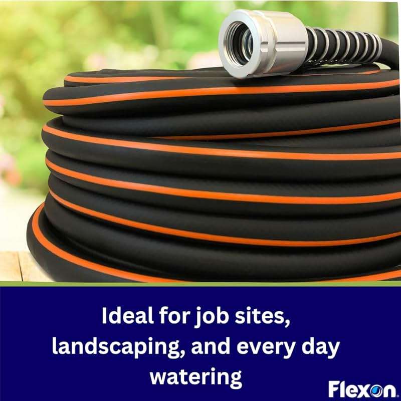 Flexon Flextreme Pro 5/8" x 100ft Performance Rubber Garden Hose – Heavy-Duty, Kink-Resistant, All-Weather Flexibility, Industrial-Grade Couplings, Durable Outdoor Watering Hose for Lawn & Garden - Image 4