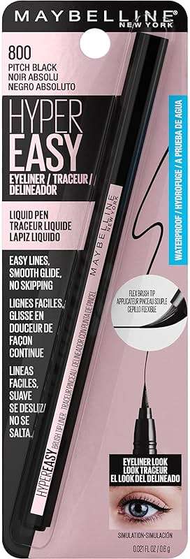 Maybelline Hyper Easy Liquid Pen No-Skip Eyeliner, Satin Finish, Waterproof Formula, Pitch Black, 0.018 Fl Oz - Image 12