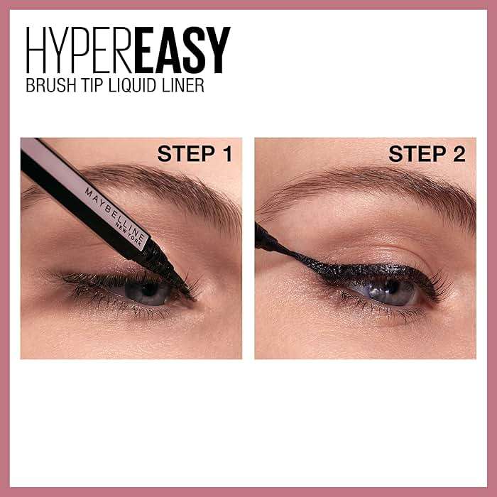 Maybelline Hyper Easy Liquid Pen No-Skip Eyeliner, Satin Finish, Waterproof Formula, Pitch Black, 0.018 Fl Oz - Image 9