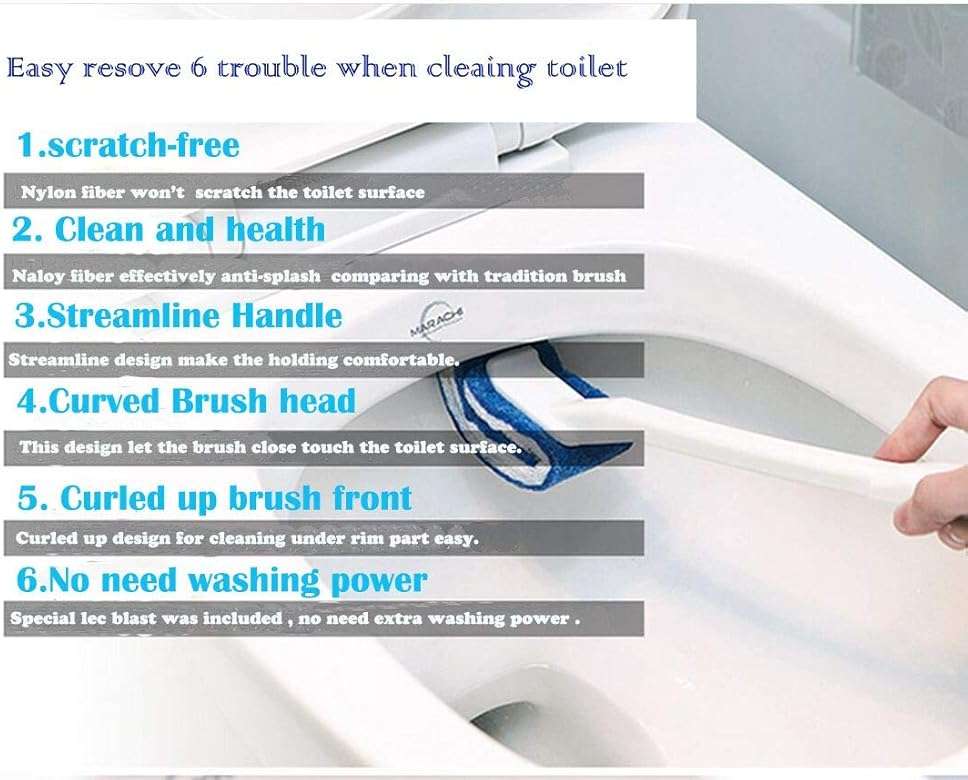 Toilet Brush Bowl Brush Bathroom Brush Under Rim Toilet Brush Scracth-Free Curved Good Grip Easy to use deep Cleaning No Scratching, Anti-Splashing Easy to Store (2pack) - Image 3