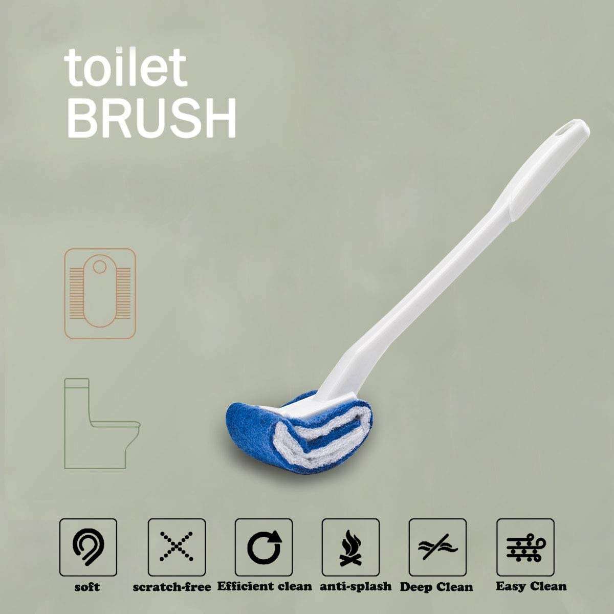 Toilet Brush Bowl Brush Bathroom Brush Under Rim Toilet Brush Scracth-Free Curved Good Grip Easy to use deep Cleaning No Scratching, Anti-Splashing Easy to Store (2pack) - Image 4
