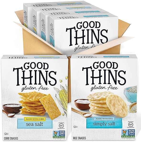 GOOD THINS Rice & Corn Snacks Gluten Free Crackers Variety Pack, Bulk Snack Crackers, 4 Boxes - Image 1