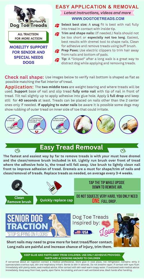 TAKTIKAL Dr. McHenry's Dog Toe Treads, Set of 24, Adhesive, Cleaning Brush, Increased Traction, Mobility Support, Large Kit- Weight: 40-60 lbs. Net Weight 1.6 oz. - Image 5
