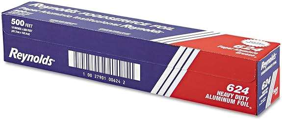 Reynolds 624 Heavy Duty Aluminum Foil Roll, 18" Width x 500' Length, Silver, 1-Roll Per Case - Image 1