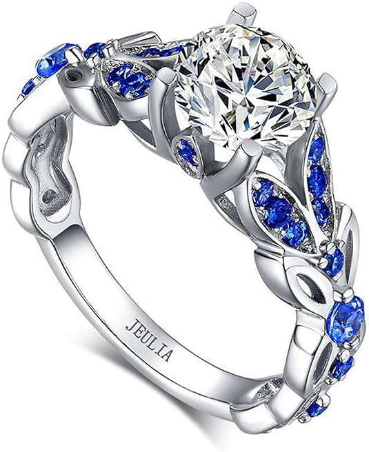 Jeulia 4.3 Carat Personalized Sterling Silver Butterfly Rings for Women Purple Amethyst Bridal Round Cut Wedding Engagement Eternity Valentine's Promise Ring Set - Image 1