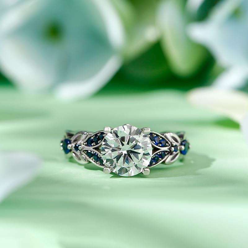 Jeulia 4.3 Carat Personalized Sterling Silver Butterfly Rings for Women Purple Amethyst Bridal Round Cut Wedding Engagement Eternity Valentine's Promise Ring Set - Image 2
