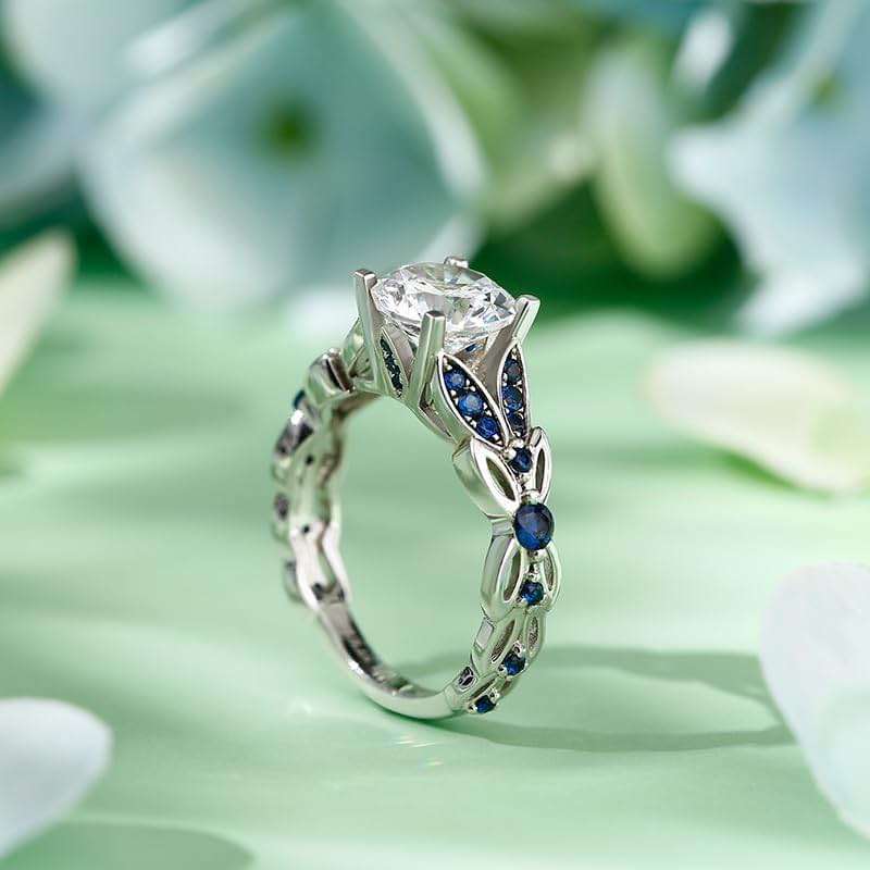 Jeulia 4.3 Carat Personalized Sterling Silver Butterfly Rings for Women Purple Amethyst Bridal Round Cut Wedding Engagement Eternity Valentine's Promise Ring Set - Image 4