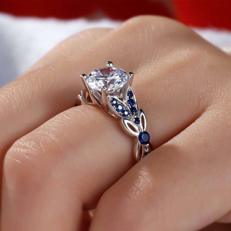 Jeulia 4.3 Carat Personalized Sterling Silver Butterfly Rings for Women Purple Amethyst Bridal Round Cut Wedding Engagement Eternity Valentine's Promise Ring Set - Image 5