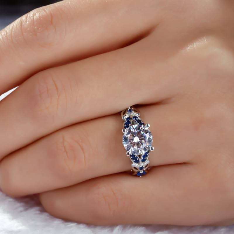 Jeulia 4.3 Carat Personalized Sterling Silver Butterfly Rings for Women Purple Amethyst Bridal Round Cut Wedding Engagement Eternity Valentine's Promise Ring Set - Image 6