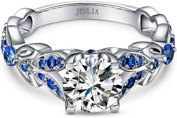 Jeulia 4.3 Carat Personalized Sterling Silver Butterfly Rings for Women Purple Amethyst Bridal Round Cut Wedding Engagement Eternity Valentine's Promise Ring Set - Image 8