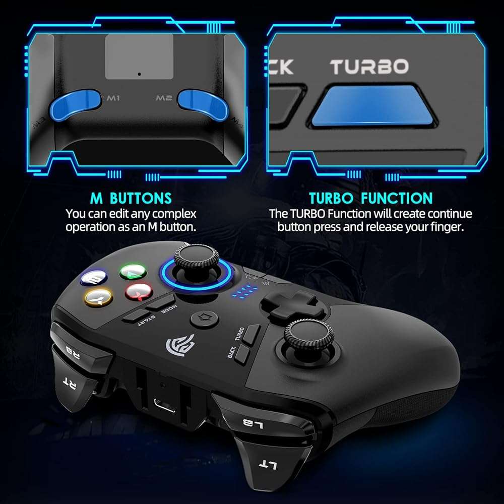 EasySMX 2.4G Wireless Gaming Controller for Windows PC, Steam Deck, PS3 & Android TV Box, Plug and Play Gamepad with Dual Vibration, 4 Back Paddles, Up to 14-Hour Battery Life - Image 3