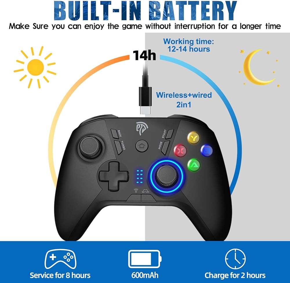 EasySMX 2.4G Wireless Gaming Controller for Windows PC, Steam Deck, PS3 & Android TV Box, Plug and Play Gamepad with Dual Vibration, 4 Back Paddles, Up to 14-Hour Battery Life - Image 8