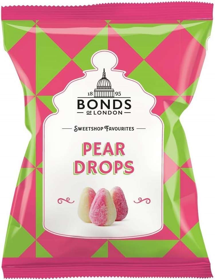 Original Bonds London Pear Drops Bag Sugar Coated Pear Flavored Boiled Sweets A Classic Sweetshop Favorite Imported From The UK England The Best Of British Candy Bannana And Pear Flavour - Image 2