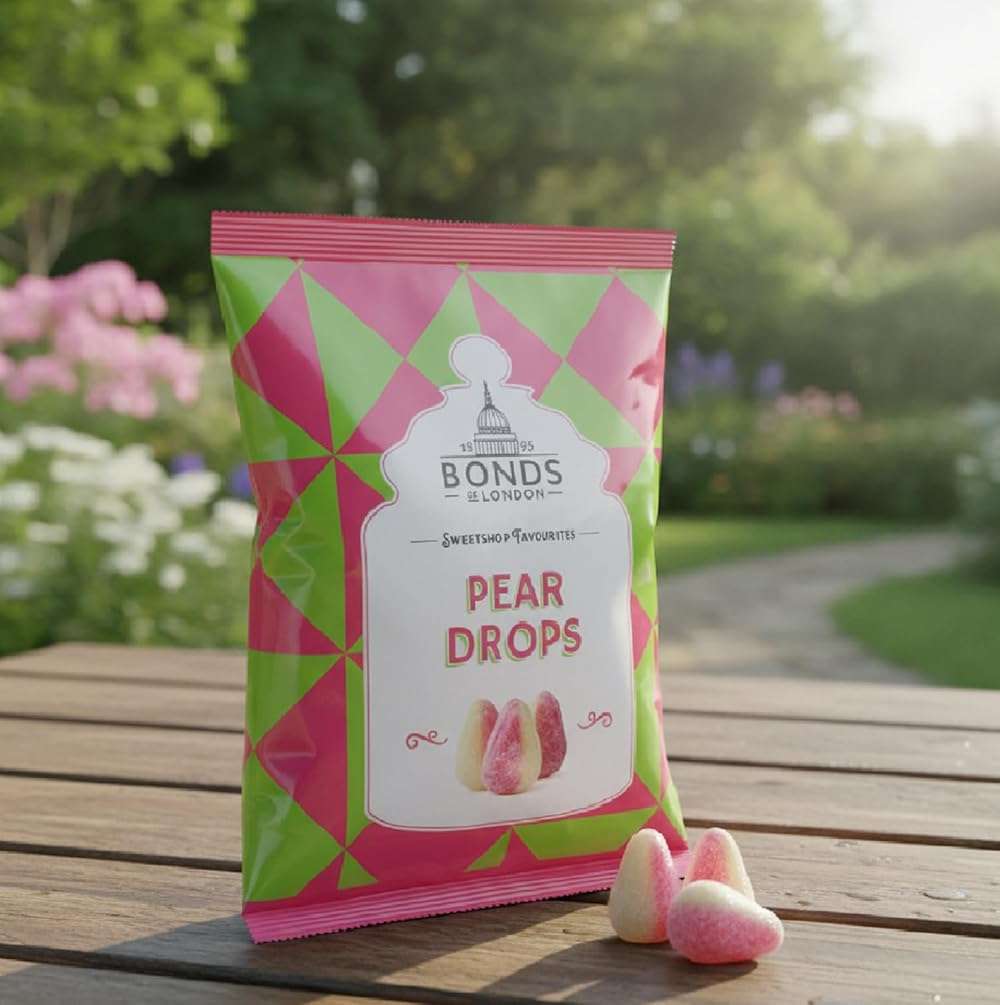 Original Bonds London Pear Drops Bag Sugar Coated Pear Flavored Boiled Sweets A Classic Sweetshop Favorite Imported From The UK England The Best Of British Candy Bannana And Pear Flavour - Image 3