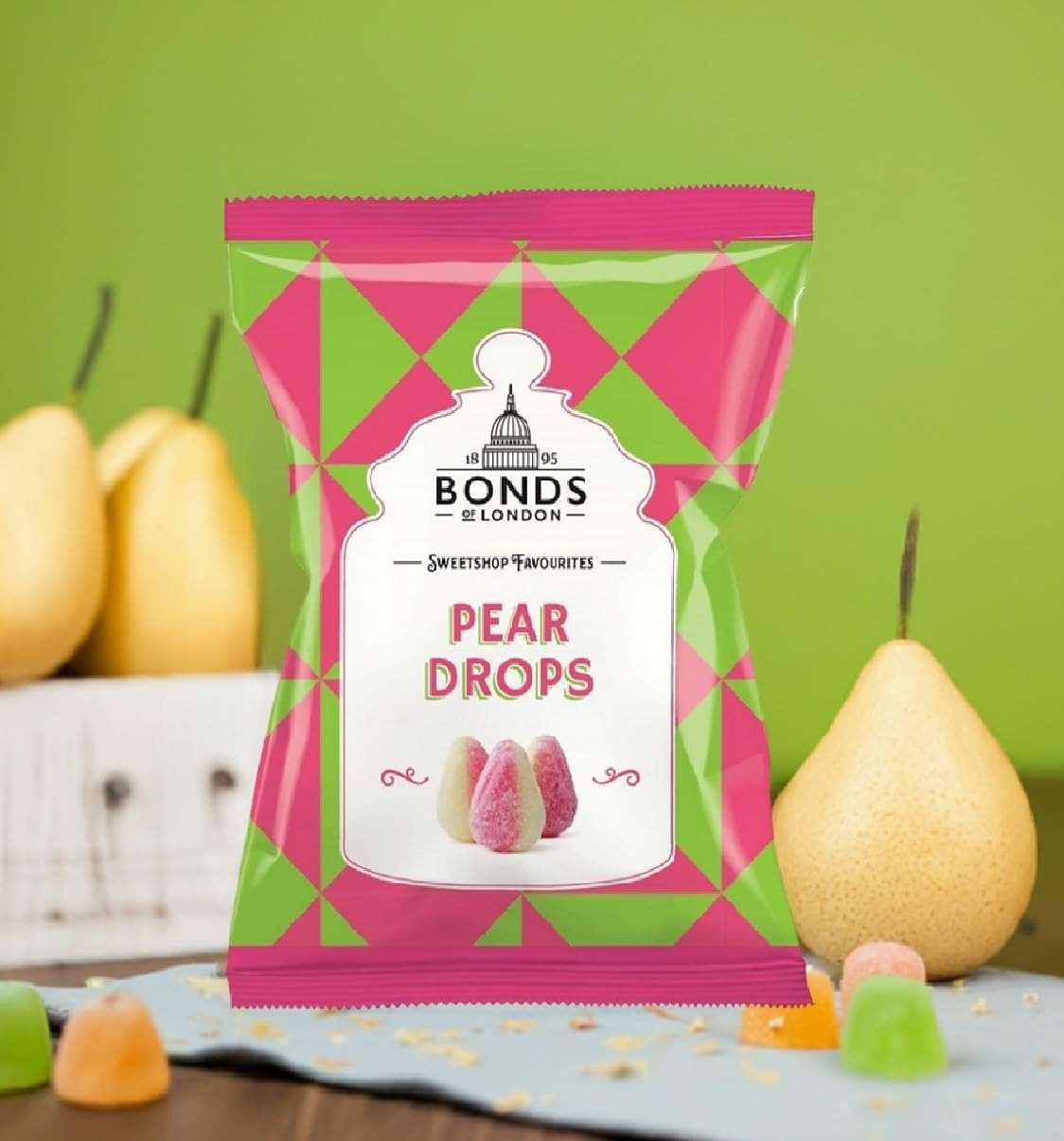 Original Bonds London Pear Drops Bag Sugar Coated Pear Flavored Boiled Sweets A Classic Sweetshop Favorite Imported From The UK England The Best Of British Candy Bannana And Pear Flavour - Image 7