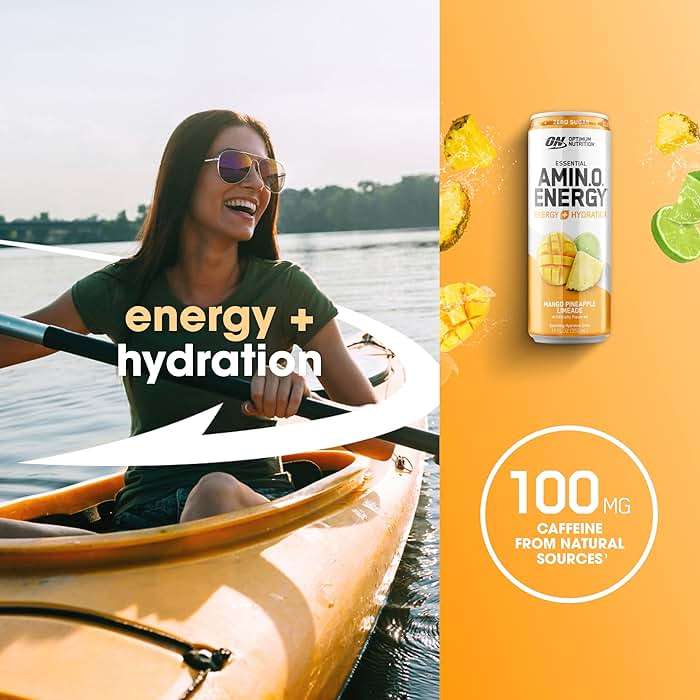 Optimum Nutrition Amino Energy Sparkling Hydration Drink, Electrolytes, Caffeine, Amino Acids, BCAAs, Sugar Free, Mango Pineapple Limeade, 12 Fl Oz, 12 Pack (Packaging May Vary) - Image 4