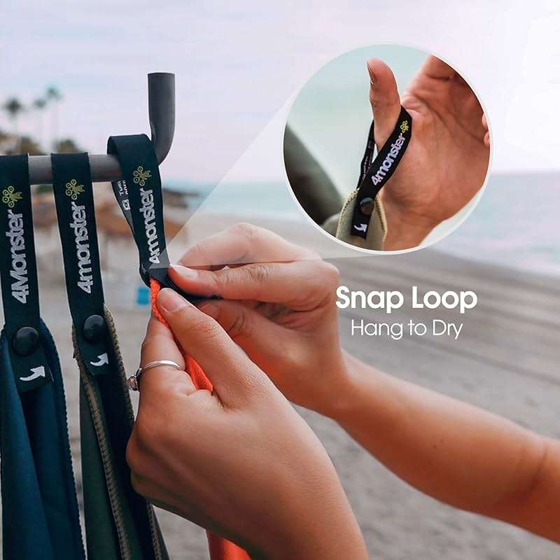 4Monster Quick Dry Travel Towel with Case & Carabiner – Super Absorbent Microfiber Gym & Camping Towel. Compact, Lightweight, Fast Drying for Beach, Swimming, Hiking, Backpacking - Image 8