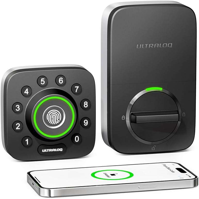 ULTRALOQ Smart Lock U-Bolt Pro, 7-in-1 Fingerprint Keyless Entry Door Lock with App Control, Anti-peep Keypad, Auto Lock, Smart Deadbolt Front Door, IP65 Waterproof, Easy Installation, 1 Year Battery - Image 1