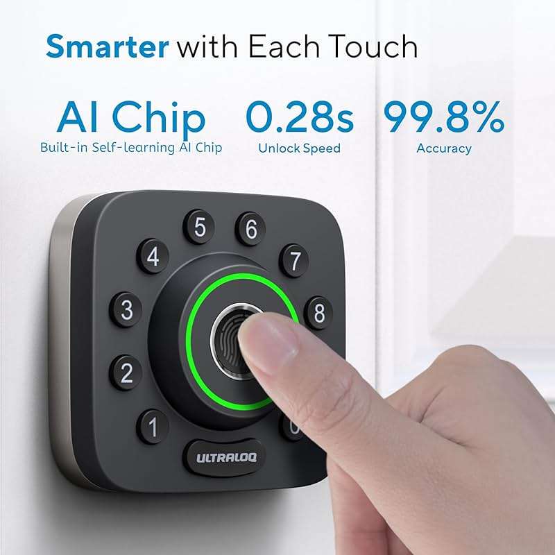 ULTRALOQ Smart Lock U-Bolt Pro, 7-in-1 Fingerprint Keyless Entry Door Lock with App Control, Anti-peep Keypad, Auto Lock, Smart Deadbolt Front Door, IP65 Waterproof, Easy Installation, 1 Year Battery - Image 4