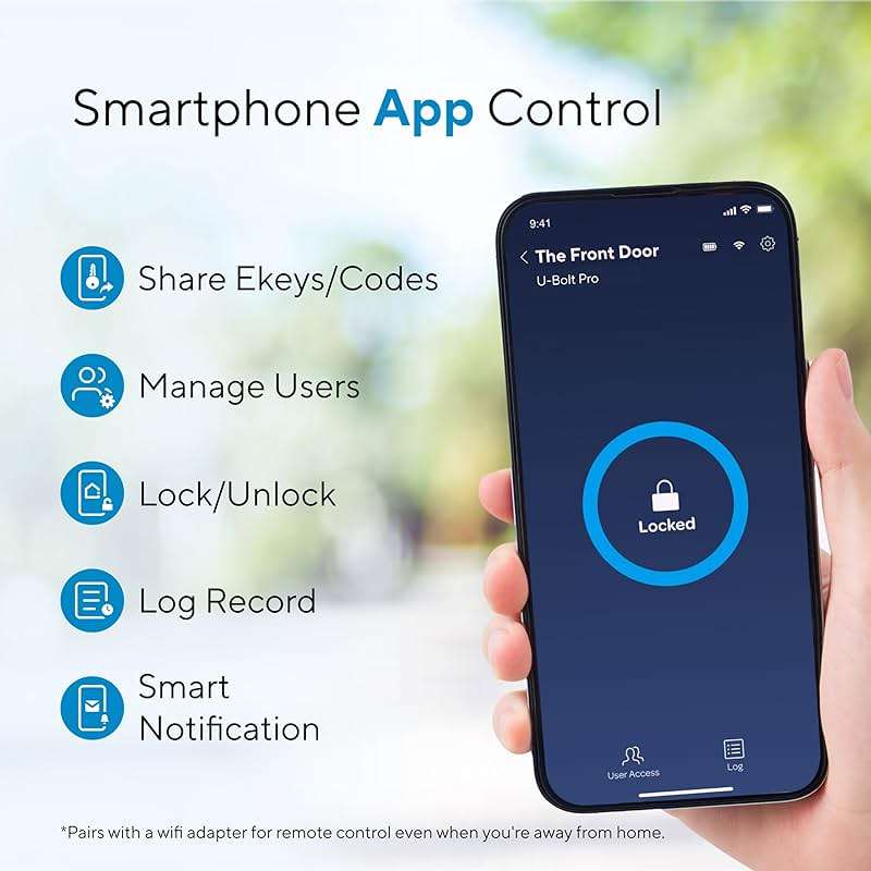 ULTRALOQ Smart Lock U-Bolt Pro, 7-in-1 Fingerprint Keyless Entry Door Lock with App Control, Anti-peep Keypad, Auto Lock, Smart Deadbolt Front Door, IP65 Waterproof, Easy Installation, 1 Year Battery - Image 5