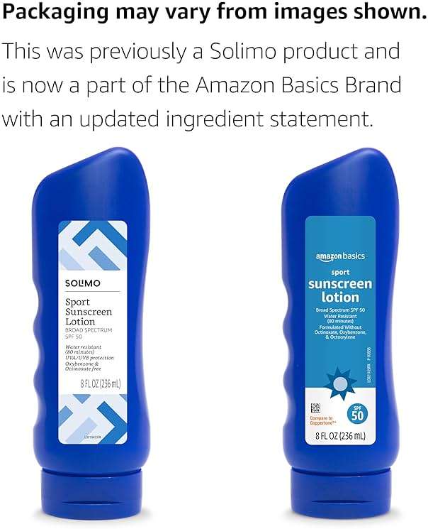 Amazon Basics Sport Body Sunscreen Lotion SPF 50, Water Resistant (80min), Fragrance Free, Formulated without Octinoxate & Oxybenzone, Broad Spectrum UVA/UVB Protection, 8 fl oz, 6-Pack - Image 3
