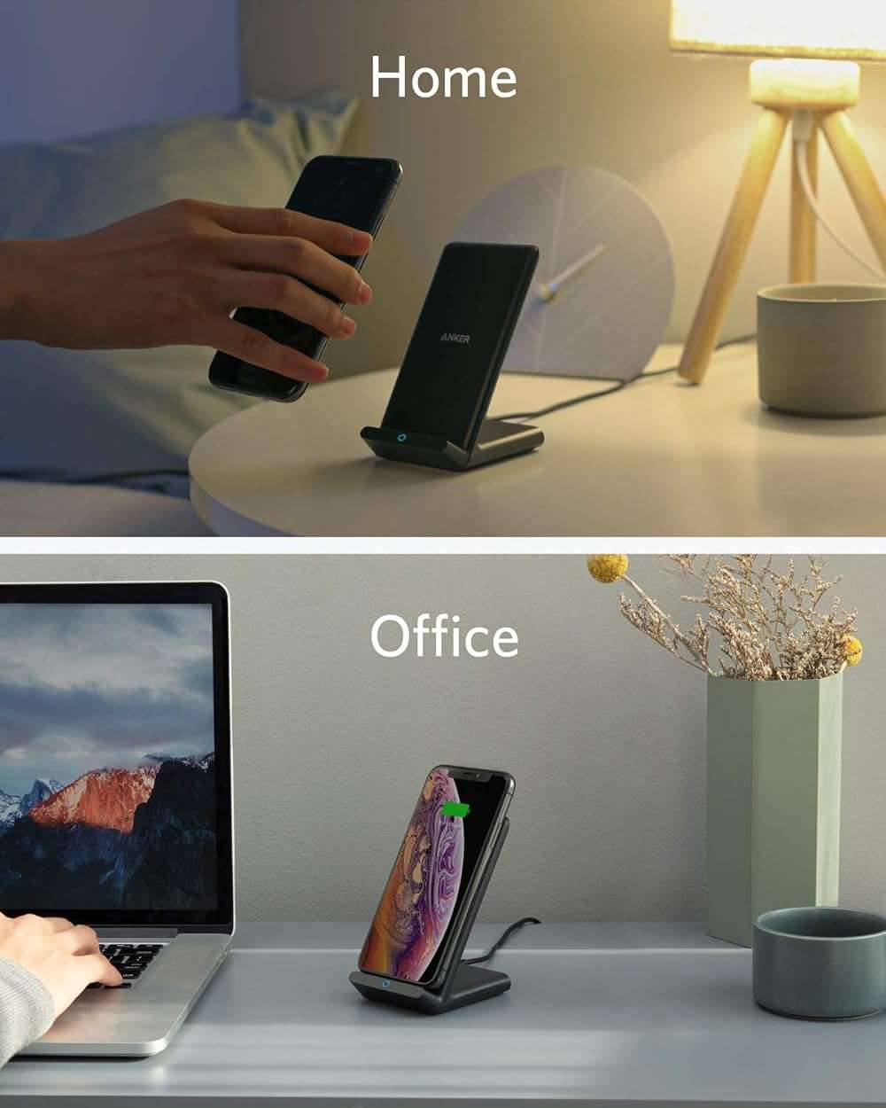 Anker 313 Wireless Charger (Stand), Qi-Certified for iPhone 15/14 / 13/12 / 11 / X / 8, 10W Max for Galaxy S23 / S22 / S21, Micro-USB (Black, 2-Pack, 9V / 2A Adapter Required, Not Included) - Image 3