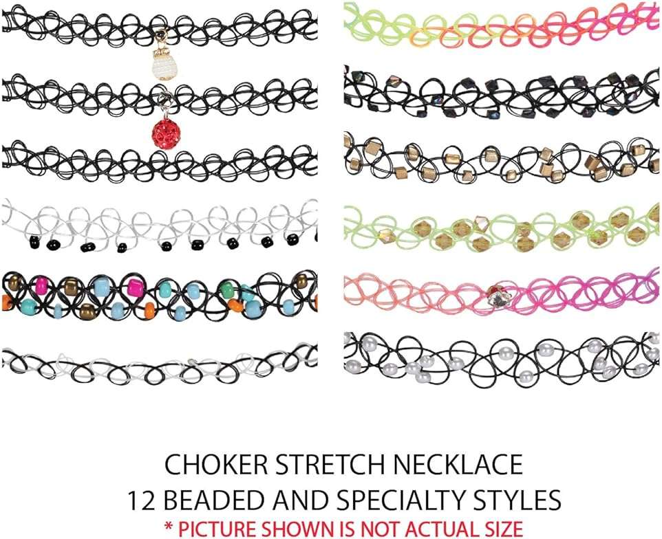 BodyJ4You 24PC Tattoo Choker Necklace - 90s Choker Necklaces Y2K Fashion Trendy Vintage - Daisy Flower Charm Colorful Rainbow Black Goth Pendant - Stretchy Elastic Necklace Summer Gift Set - Image 7