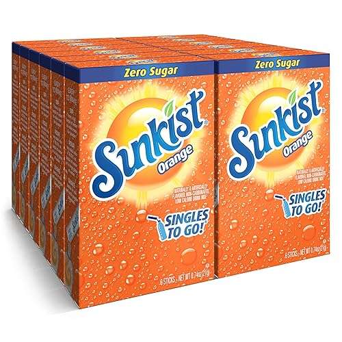 Sunkist Soda Orange Singles To Go Drink Mix, 12 Boxes with 6 Packets Each - 72 Total Servings - Image 1