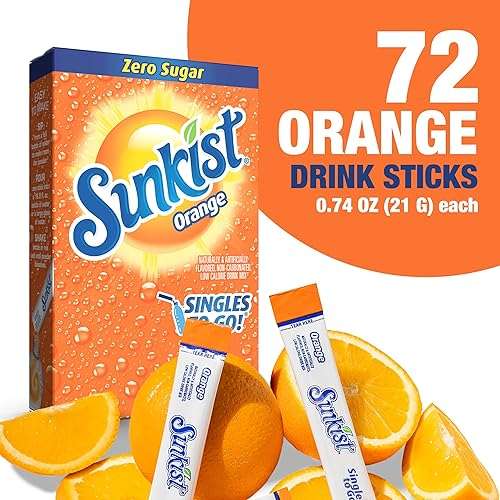 Sunkist Soda Orange Singles To Go Drink Mix, 12 Boxes with 6 Packets Each - 72 Total Servings - Image 3