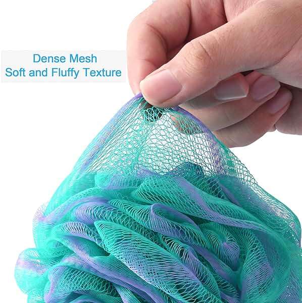 AmazerBath Loofah Sponge 75g/Piece, Exfoliating Bath Sponge Body Scrubber - Loofa Set of 4 Flower Color (Large, Green-Purple) - Image 5