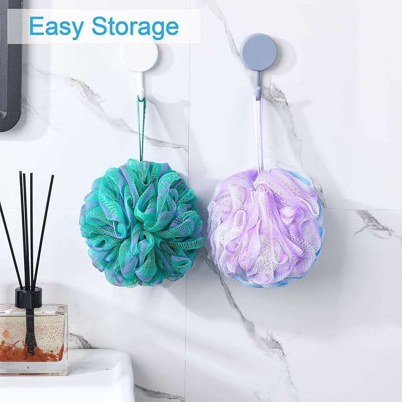 AmazerBath Loofah Sponge 75g/Piece, Exfoliating Bath Sponge Body Scrubber - Loofa Set of 4 Flower Color (Large, Green-Purple) - Image 7