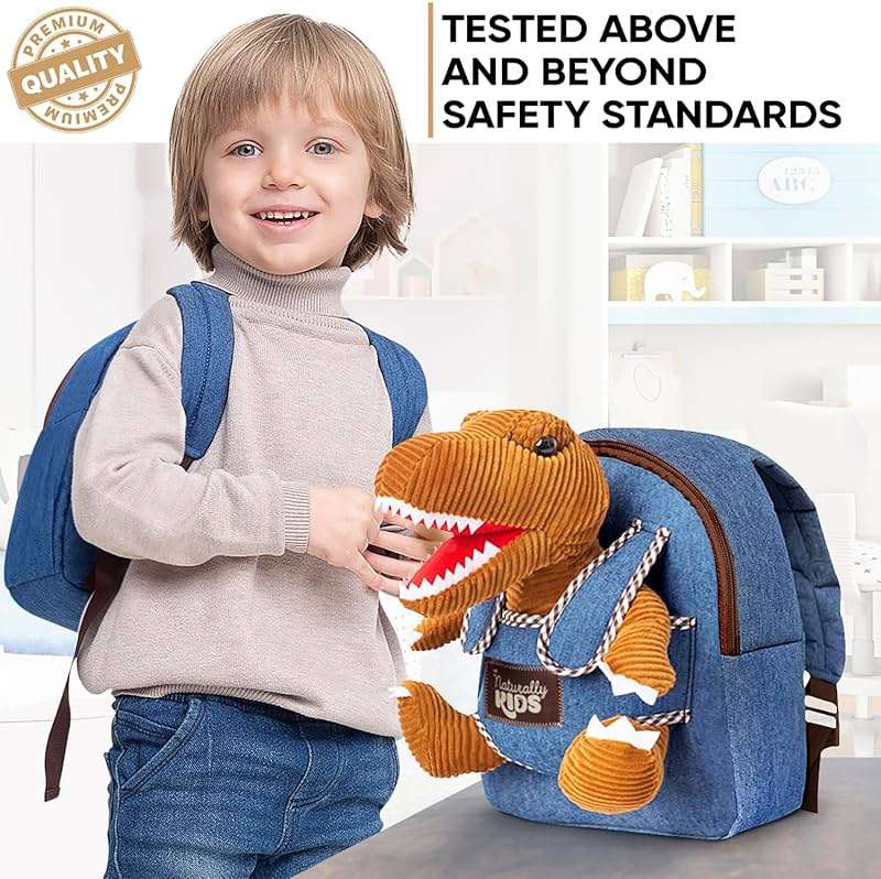 Naturally KIDS Toddler Backpack w Dinosaur Toys for Kids 2-4, 2 Year Old Boy Birthday Gift, 3 Year Old Boy Gift Girl, Toddler Dinosaur Toy - Image 3