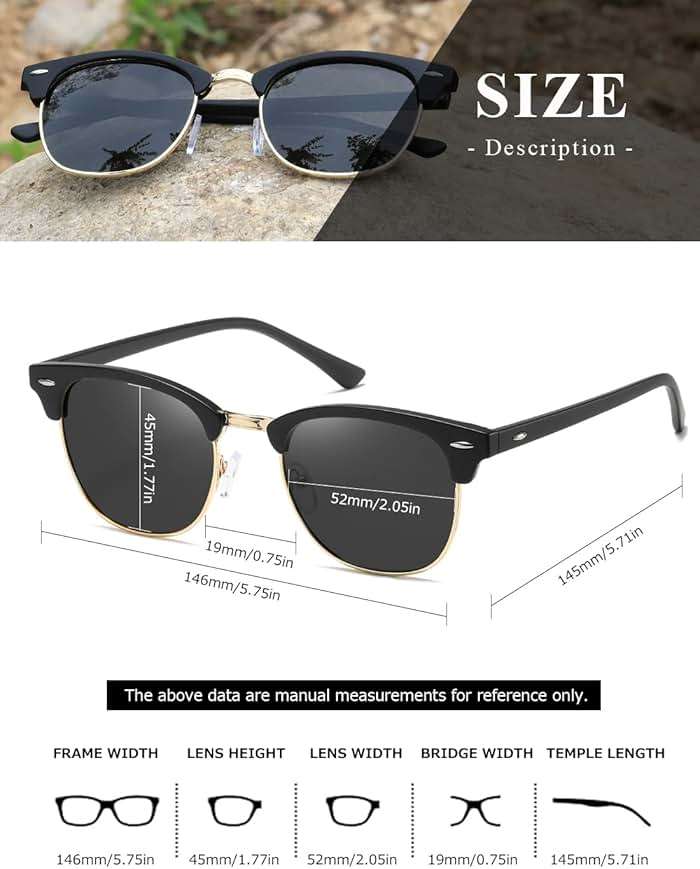 AEVOGUE Polarized Semi Rimless Sunglasses for Men Women, Retro UV400 Sun Glasses for Driving Outdoor - Image 4