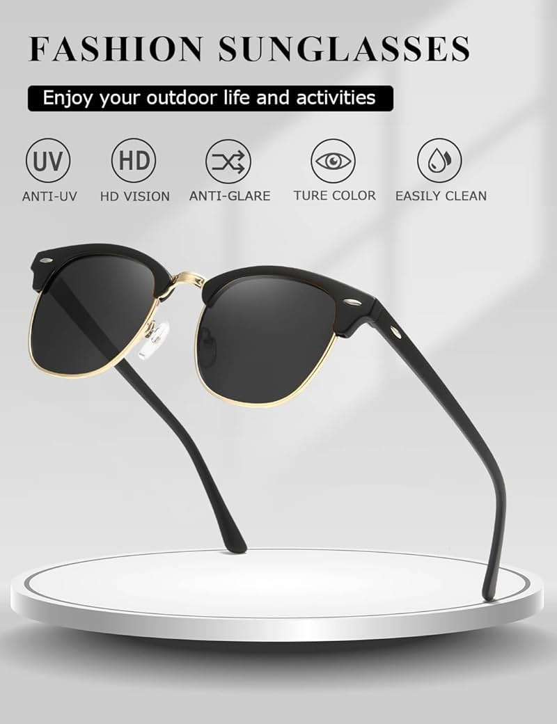 AEVOGUE Polarized Semi Rimless Sunglasses for Men Women, Retro UV400 Sun Glasses for Driving Outdoor - Image 7