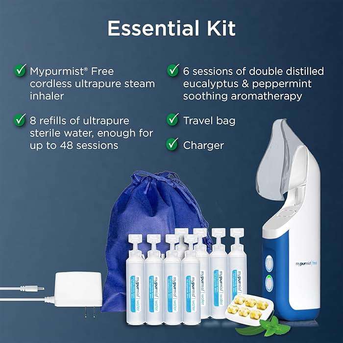 Mypurmist Free Ultrapure Cordless Steam Inhaler - Handheld Personal & Battery-Powered Steamer, Vaporizer & Humidifier for Sinus Relief, Nasal Congestion, Cold & Cough, Vocal Care - Image 2