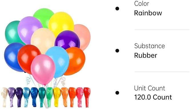 RUBFAC 120 Balloons Assorted Color 12 Inches Rainbow Latex Balloons, 12 Bright Color Party Balloons for Birthday Baby Shower Wedding Party Supplies Arch Garland - Image 7