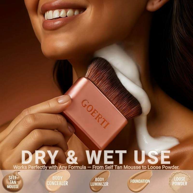 GOERTI Professional Body Makeup Brush, Kabuki Foundation Brush Makeup Brush, Self Tanner Brush, Self Tanning Applicator, Blend & Blur Body Bronzer Tan Brush for Lotion Cream Powder Liquid - Image 5