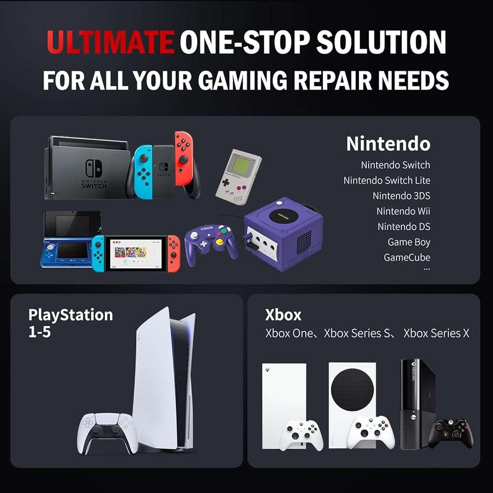 XOOL 17-in-1 Gamebit & Tri-Wing Screwdriver Repair Tool Kit, Compatible with Nintendo Switch & Joy-Con, Game Boy, NES SNES, Wii DS GBA, 3.8mm & 4.5mm Gamebit, for Xbox & PlayStation Consoles - Image 3