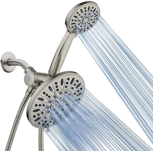 AquaDance 7" Premium High Pressure 3-Way Rainfall Combo with Stainless Steel Hose – Enjoy Luxurious 6-setting Rain Shower Head and Hand Held Shower Separately or Together – Brushed Nickel Finish - Image 1