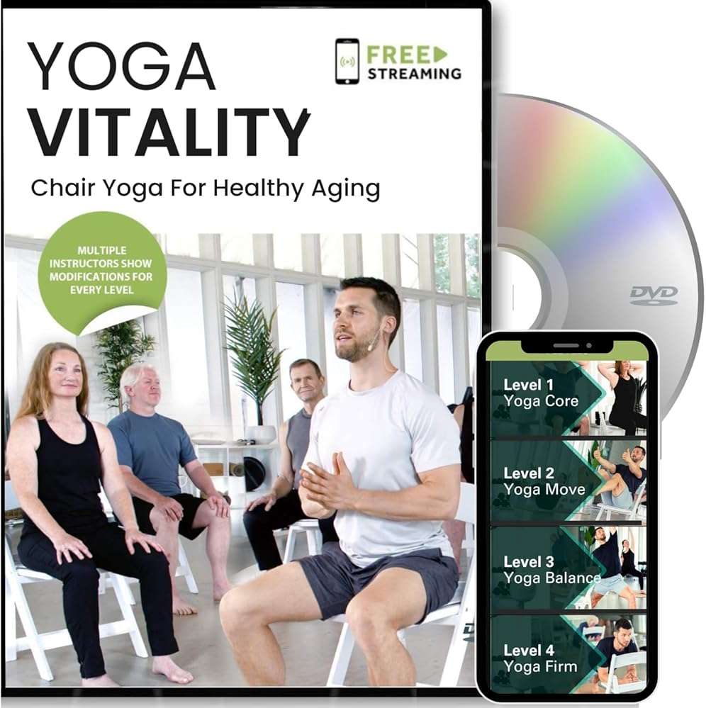 Yoga Vitality - Chair Yoga For Seniors, Older Adults, and Absolute Beginners | Made For Healthy Aging, Improved Mobility, Joint Health, Balance, Pain Relief, and Injury Prevention | 4 Levels - Image 1