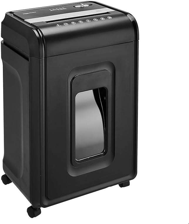 Amazon Basics 24 Sheet Cross Cut Paper, CD and Credit Card Home Office Shredder with Pullout Basket, Black - Image 1