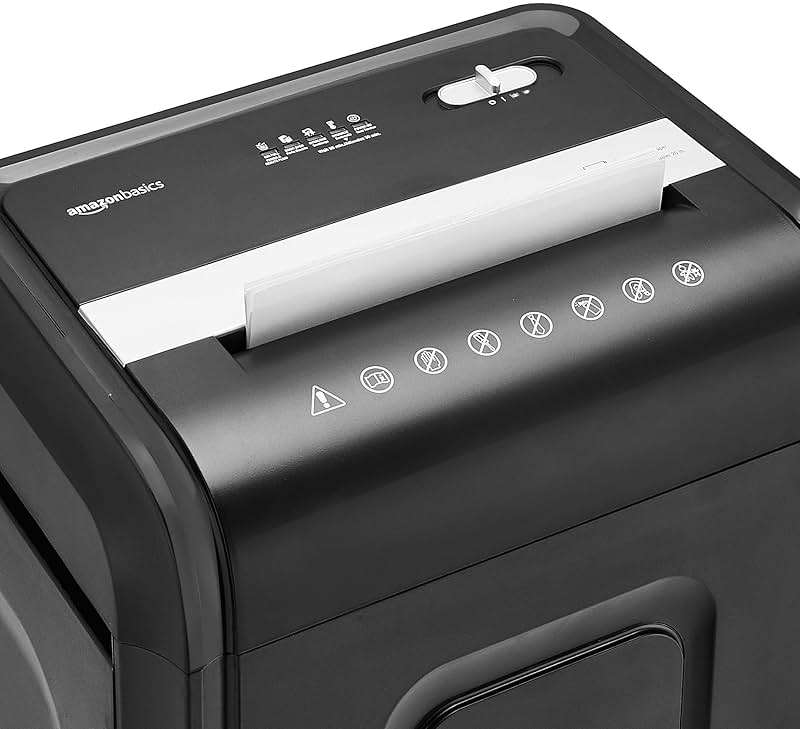 Amazon Basics 24 Sheet Cross Cut Paper, CD and Credit Card Home Office Shredder with Pullout Basket, Black - Image 7