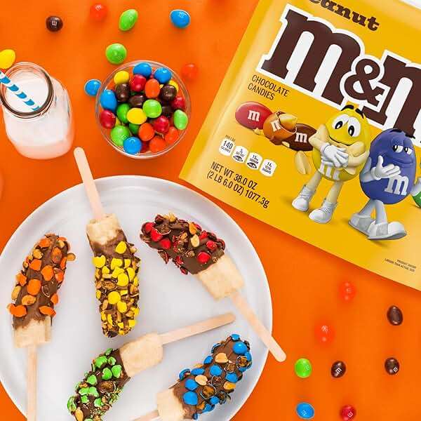 M&M'S Peanut Milk Chocolate Candy, Chocolate Candy Bulk, Party Size 38 oz Bag (Pack of 2) - Image 6