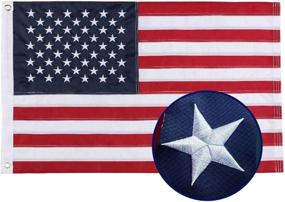 duduta 2x3 Ft American Flag Nylon USA Flag Outdoor Indoor Small US Flag, Patriotic July of 4th Decorations, Embroidered Stars Sewn Stripes Brass Grommets - Image 1