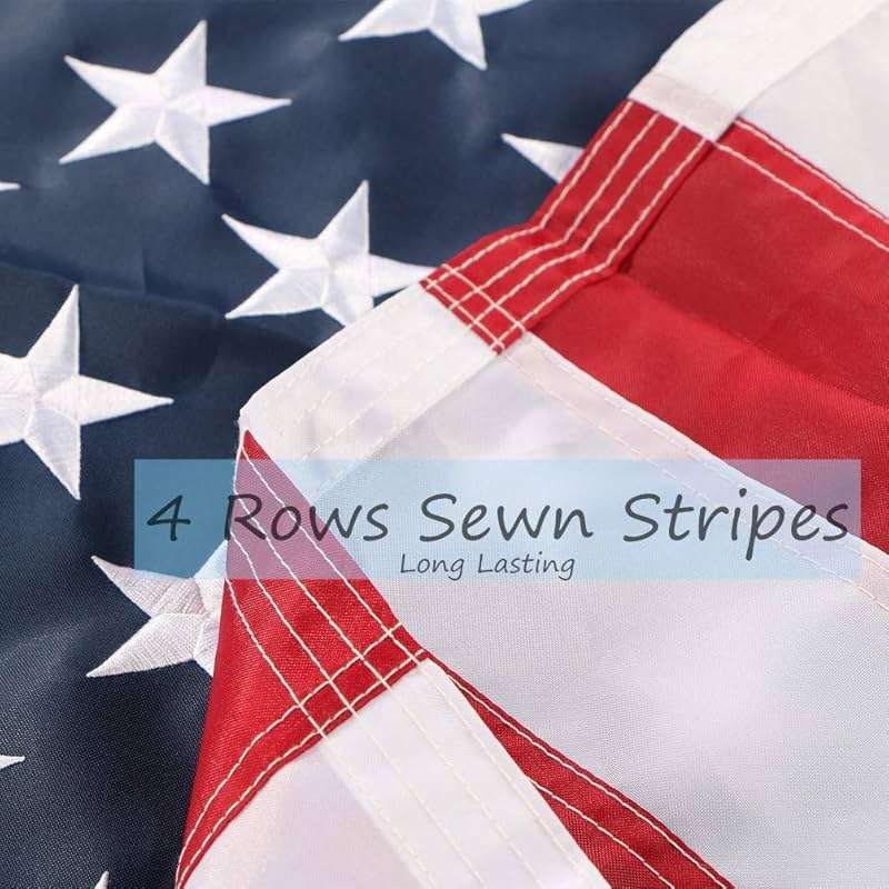 duduta 2x3 Ft American Flag Nylon USA Flag Outdoor Indoor Small US Flag, Patriotic July of 4th Decorations, Embroidered Stars Sewn Stripes Brass Grommets - Image 3