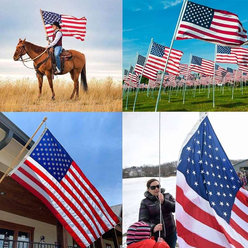 duduta 2x3 Ft American Flag Nylon USA Flag Outdoor Indoor Small US Flag, Patriotic July of 4th Decorations, Embroidered Stars Sewn Stripes Brass Grommets - Image 6