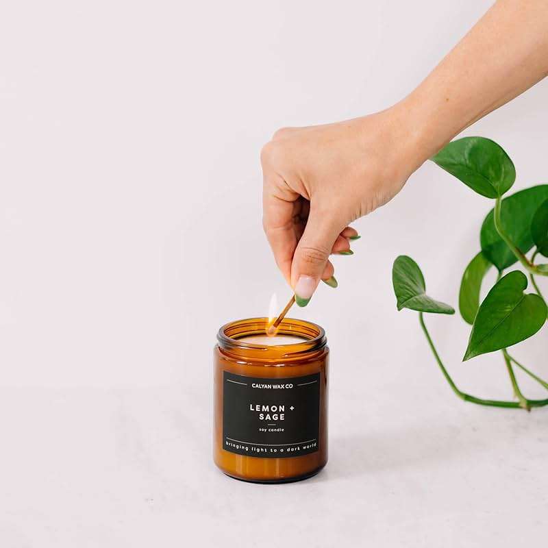 Calyan Wax Co. Cedar & Tobacco Scented Candle - 57 Hour Burn - Luxury Clean Soy Wax Candles - Long Lasting Amber Glass Jar Candle for Home - 7.2oz - Image 5