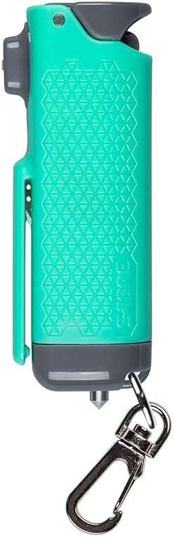 SABRE Safe Escape 3-in-1 Pepper Gel with Seat Belt Cutter & Window Breaker, Maximum Strength Pepper Spray, 3X Longer Spray Time - Up to 10 Seconds, 0.54 fl oz, Snap-Clip Keychain, Fast Flip Top Safety - Image 1